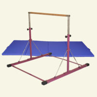 2 Item Combo Package Gymnastics Bar (Model LE) Color: Brick Red and 10 ft Blue Mat